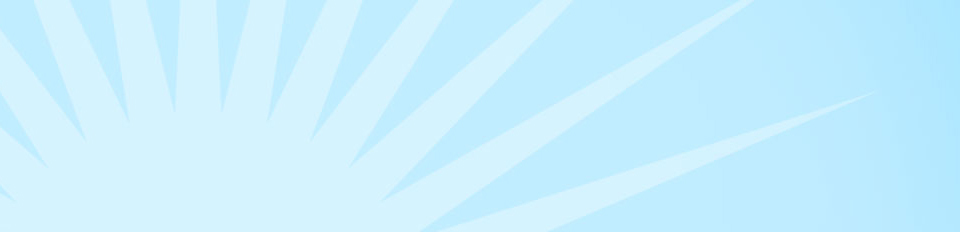 a light blue background with a sunburst pattern